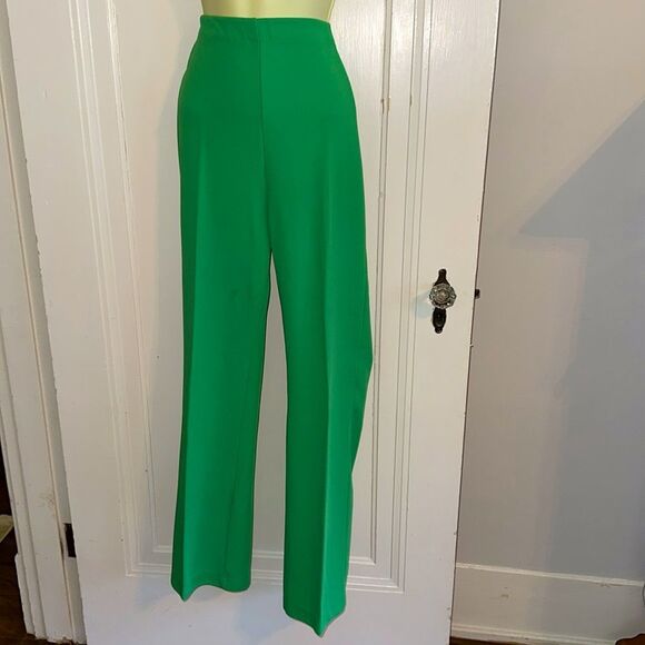 Vtg 60s/70s Young Street Brand Green, Navy Blue & White Double Knit Pant Suit - Picture 9 of 10
